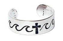 Toe Ring: Cross With Waves Sterling Silver Toe Ring: Cross With Waves Sterling Silver