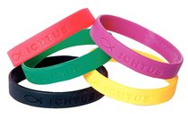 Silicon Ichthus Wristband:6 Assorted Colours Available Silicon Ichthus Wristband:6 Assorted Colours Available