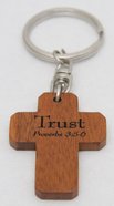 Cross Keyring: Trust, Proverbs 3:5-6 (Mahogany) Novelty