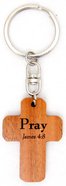 Cross Keyring: Pray, James 4:8 (Mahogany) Novelty