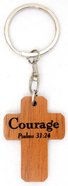 Cross Keyring: Courage Psalm 31:24 (Mahogany) Novelty