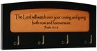 Wall Mounted Keyring Holder: The Lord Will Watch Over You (Psalm 121:8) 4 Hooks (Mahogany) Plaque