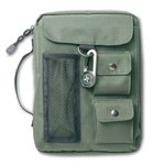 Bible Cover Green Canvas With 3 Pockets & Compass Medium Bible Cover