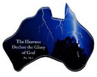 Christian Australia Map Shaped Resin Fridge Magnet: Lighting Blue/God's Glory Novelty