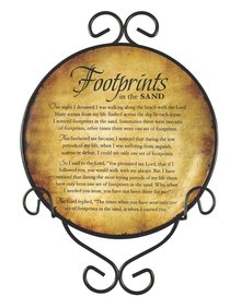 Ceramic Plate With Display Rack: Footprints Ceramic Plate With Display Rack: Footprints