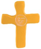 Squeezable Foam Rubber Cross: Yellow, He Cares For You General Gift