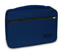 Bible Cover Deluxe With Fish Symbol: Navy Xlarge Bible Cover Deluxe With Fish Symbol: Navy Xlarge