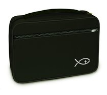 Bible Cover Deluxe With Fish Symbol: Black Xlarge Bible Cover Deluxe With Fish Symbol: Black Xlarge