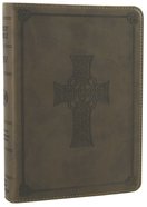 ESV Large Print Compact Bible Olive Celtic Cross Design Imitation Leather