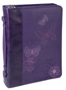 Bible Cover Large: Purple Butterflies Imitation Leather
