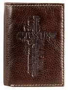 Mens Genuine Leather Wallet: Jesus Cross Soft Goods