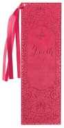 Bookmark With Tassel: Faith, Pink Imitation Leather