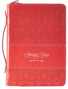 Bible Cover Amazing Grace Coral Large Fashion Debossed Luxleather Bible Cover
