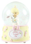 Precious Moments Figurine: Baby Girl With Bunny, Jesus Loves Me Musical Water Globe Homeware