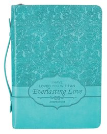 Bible Cover Everlasting Love Jer. 31:3 Large Turquoise Fashion Trendy Luxleather Bible Cover Everlasting Love Jer. 31:3 Large Turquoise Fashion Trendy Luxleather
