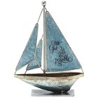 Sailboat: With God All Things Are Possible.. Matthew 19:26 (Blue) (Metal) Homeware