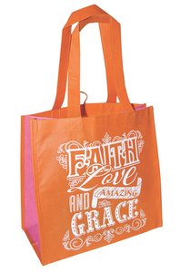 Eco Totes: Faith Love and Amazing Grace, Orange With Pink Sides Eco Totes: Faith Love and Amazing Grace, Orange With Pink Sides