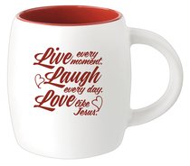 Ceramic Barrel Mug: Live Laugh Love (Red) Ceramic Barrel Mug: Live Laugh Love (Red)