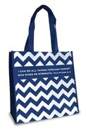 Eco Totes: I Can Do All Things, Chevron Navy With Navy Sides Soft Goods