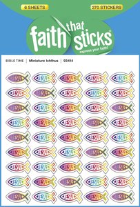 Miniature Ichthus (6 Sheets, 270 Stickers) (Stickers Faith That Sticks Series) Miniature Ichthus (6 Sheets, 270 Stickers) (Stickers Faith That Sticks Series)