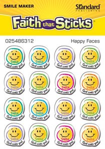 Happy Faces (1 Sheet, 16 Vinyl Covered Stickers) (Stickers Faith That Sticks Series) Happy Faces (1 Sheet, 16 Vinyl Covered Stickers) (Stickers Faith That Sticks Series)