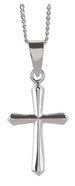 Necklace: Sterling Silver Small Beveled Cross on 45Cm Sterling Silver Chain Jewellery