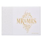 Guest Book: Mr & Mrs, White/Gold Lettering Imitation Leather