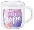 Ceramic Watercolor Mug: Always Be Joyful in Hope, Purple With Flower (White/Purple) (355ml) Homeware