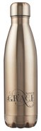 Water Bottle 500ml Stainless Steel: Saved By Grace, Gold/Black Homeware