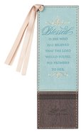 Bookmark With Tassel: Blessed Turquoise/Brown (Luke 1:45) Imitation Leather