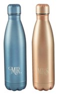 Water Bottle 500ml Stainless Steel: Mr & Mrs Silver & Gold (Set Of 2) Homeware