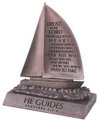 Moment of Faith Small Bronze Sculpture: He Guides Sailboat Cast Stone (Prov 3:5-6) Plaque