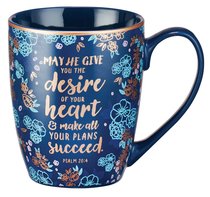 Ceramic Mug: May He Give You the Desire of Your Heart Navy/Floral (Psalm 20:4) Ceramic Mug: May He Give You the Desire of Your Heart Navy/Floral (Psalm 20:4)