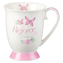 Ceramic Mug Sing For Joy: Rejoice (Pale Pink/floral/white) Ceramic Mug Sing For Joy: Rejoice (Pale Pink/floral/white)