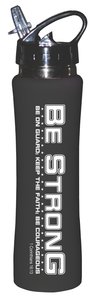 Rubberized Sports Thermos Bottle: Be Strong (Black) Rubberized Sports Thermos Bottle: Be Strong (Black)