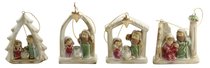 Porcelain Nativity Colour Glazed 4 Piece Ornament Set Porcelain Nativity Colour Glazed 4 Piece Ornament Set