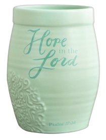 Ceramic Stoneware Vase: Hope in the Lord Mint Green (Psalm 37:34) Ceramic Stoneware Vase: Hope in the Lord Mint Green (Psalm 37:34)