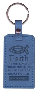 Leather Lux Keyring: Faith, Hebrews 11:1, Blue Leather Lux Keyring: Faith, Hebrews 11:1, Blue