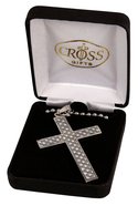 Necklace: Stainless Box Cross With Carbon Fibercenter on 60Cm Steel Chain Jewellery