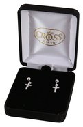 Earrings: Sterling Silver Cubic Zirconia Ribbon Cross Earrings Jewellery
