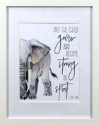 Framed Children's Print Watercolour Elephant and the Child Grew Mdf (Luke 1: 80) Plaque