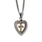 Necklace: Silver Plated Heart With Gold Plated Cross on 45Cm Silver Plated Chain Jewellery