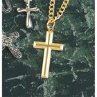 Necklace: Gold Plated Large Box Cross on 60Cm Gold Plated Chain Jewellery