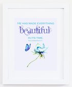 Medium Framed Print: Watercolour Flower With Butterfly - He Has Made Everything Beautiful Ecclesiastes 3:11 Plaque