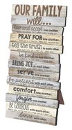 Tabletop Plaque: Our Family Will... Stacked Wood (Various Scriptures) Plaque