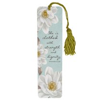 Bookmark With Tassel: She is Clothed With Strength Bookmark With Tassel: She is Clothed With Strength