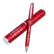 Pen With Case: Teaching is a Work of Heart, Red/Silver, Black Ink Pen With Case: Teaching is a Work of Heart, Red/Silver, Black Ink