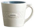 Ceramic Textured Mug: Strong, Cream/Blue (Phil 4:13) Homeware