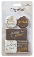 Magnetic Set of 5 Magnets: Amazing Grace, Brown/Cream Novelty