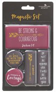 Magnetic Set of 5 Magnets: Be Strong & Courageous, Burgundy/Black/Gold Novelty